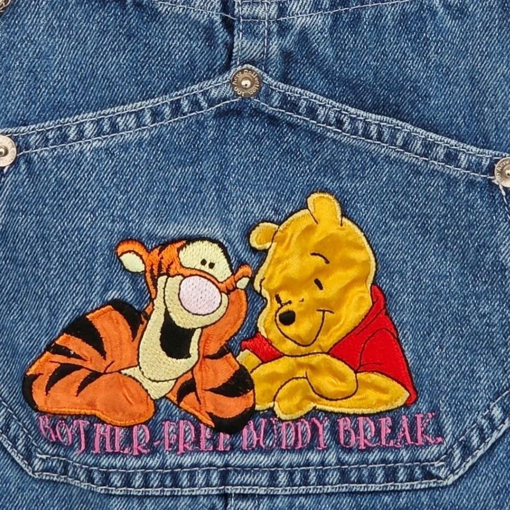 Disney Winnie the Pooh Tigger Vintage 100 Acre Denim Overall Dress Kids Small